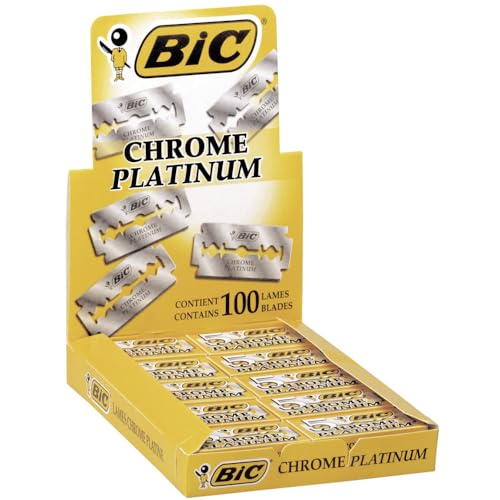 BIC Chrome Platinum Double Edge Safety Razor Disposable Single Blades (100 Pack)