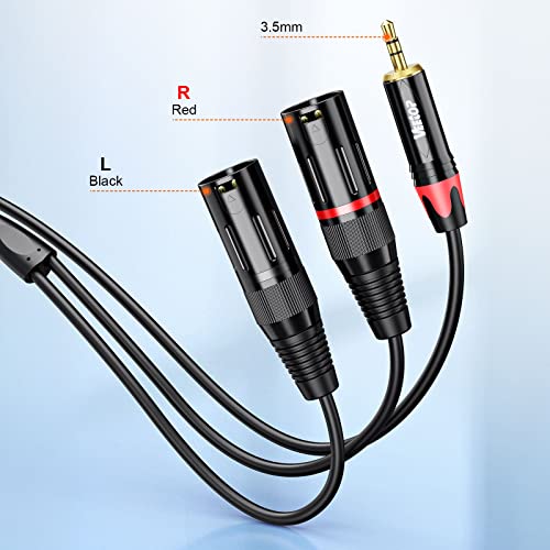 Veetop 2m Dual XLR Male to 3.5mm Microphone Cable XLR Male to 3.5mm mini Jack TRS Balanced Audio Stereo Cable 1/8 inch to XLR 3 Pin Interconnect Cable for Laptop, DSLR Camera, Sound, DV