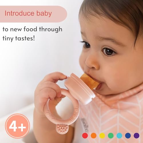 Silicone Baby Fruit Food Feeder Pacifier & Breastmilk Popsicle Freezer Molds, Baby Food Storage Containers Breast Milk Ice Cubes for Baby Teething & Infant Self Feeding Blue (Muted 1)