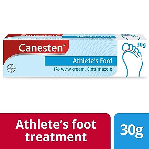 Canesten Athlete’s Foot 1% w/w Cream   Effective Athlete’s Foot Treatment   Soothes Itching   Destroys Athlete’s Foot Fungi   Antifungal Cream   Big pack  30 g (Pack of 1)