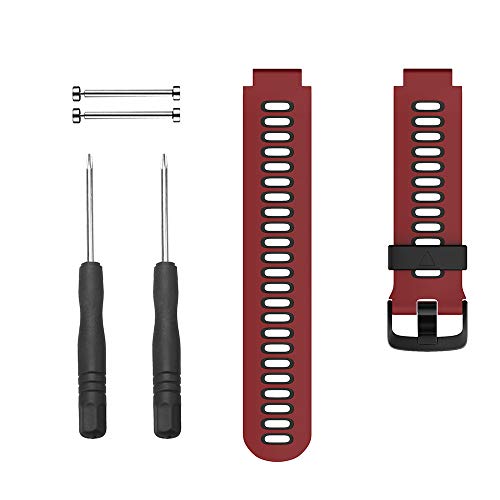 NotoCity Forerunner 735XT/235 Strap Replacement Watch Band Silicone Sports Strap for Garmin Forerunner 235/230/620/630/735XT(red, black buckle)