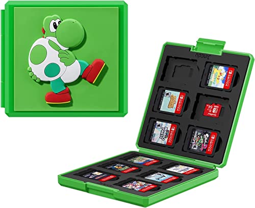 Nintendo Switch Games Case Storage Super Mario Yoshi Design Holds 12 Switch Game Cards & 12 Micro SD Cards