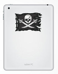 2 x 10cm Jolly Roger Skull Vinyl Stickers Crossbones Laptop Pirate Flag #6621 (10cm Wide x 7cm Tall)