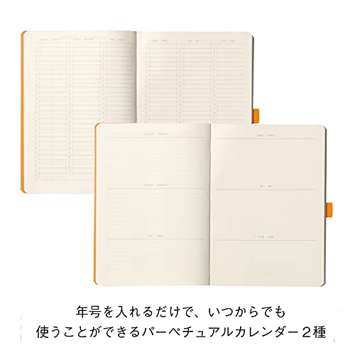 RHODIA 117801C - Soft Notebook Bullet Journal Goalbook Nacarat - A5 - Dotted Dot - 240 pages - 90g Ivory Clairefontaine Paper - 2 Ribbons, Elastic Closure - Faux Leather Cover