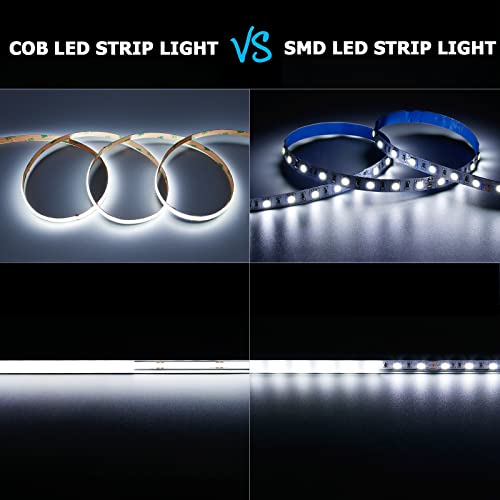 GOMING DC 5V USB COB LED Strip Light Cool White 6000K CRI 93and USB Powered 6.6ft/2M 320LEDs/M Indoor Use IP20 Flexible LED Tape Lights for TV Backlight,Cabinet,Home DIY Lighting