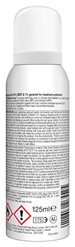 Jungle Formula Maximum Repellent Aerosol 125ml - Maximum Strength, against Mosquitoes, Biting Insects and Ticks - Up to 9 hrs Protection for Any Destination incl. Tropics- with DEET