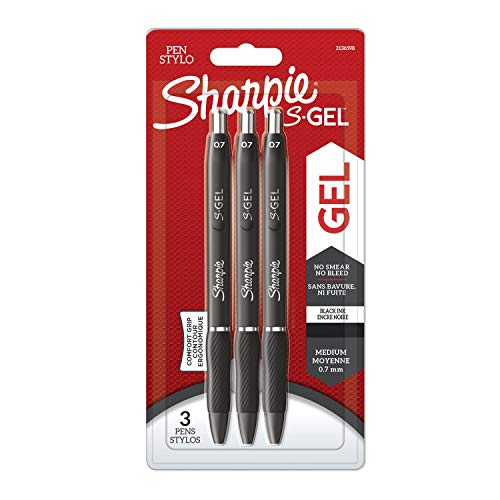 Sharpie S-Gel   Gel Pens   Medium Point (0.7mm)   Black Ink   3 Count