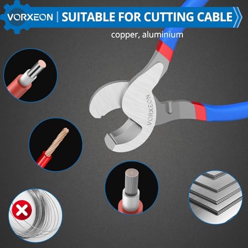 VORXEON 10 Inches Cable Cutter, Heavy Duty Large High Leverage Cutter Tool for Aluminum Copper Wire Communications Cable