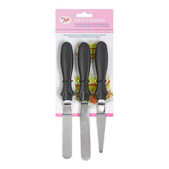 Tala 3 Stainless Steel Icing Spatulas with Black Plastic Handles