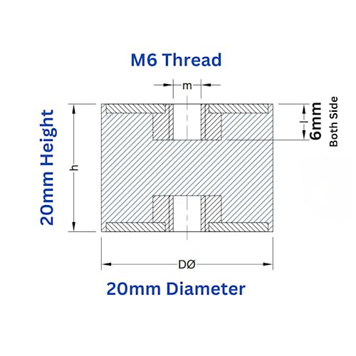 Rubbergiant Rubber mounts M6-20mm x 20mm Anti vibration rubber mount I Rubber Isolator Mounts Shock Absorber I Rubber bobbin Mounts (M6 Thread - 20mm D x 20mm H)