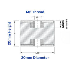 Rubbergiant Rubber mounts M6-20mm x 20mm Anti vibration rubber mount I Rubber Isolator Mounts Shock Absorber I Rubber bobbin Mounts (M6 Thread - 20mm D x 20mm H)