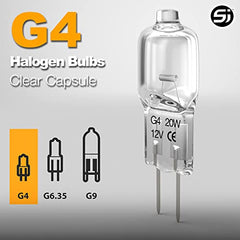 S&J G4 Halogen Light Bulbs 20W Clear Capsule 2 Pin Lamp Bulb Halogen Pin Base Warm White Dimmable 10 Pack (20 Watts)