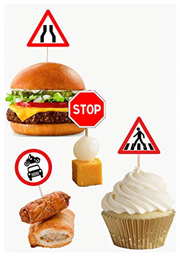 AK Giftshop Road Signs Cupcake Cake & Food Decorations Toppers Picks (pack of 14)