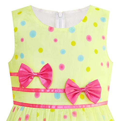 Sunny Fashion Girls Dress Yellow Casual Mermaid Double Bow Tie Party Age 9-10 Years