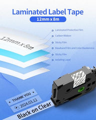 Upwinning TZe-131 Clear Label Tape Compatible Brother P-Touch TZe-131 Tze131 Aze131 Black on Clear Tape TZe 12mm 0.47 Laminated Transparent Label TZe131 for Ptouch PT-1000 1010 H101C H110 H105, 3-Pack