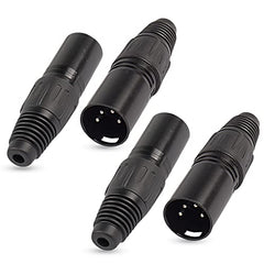 XMSJSIY 4 Pin XLR Male Plugs Connectors, 4 Pin XLR-M Plug Audio Mic Microphone Connector,XLR Cable Ends Solder Type Replacement M-Plug Audio Socket-4PCS