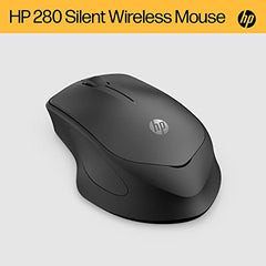 HP 280 Silent PC Wireless Mouse, HP Blue Optical Technology, 1600 DPI to track precisely on any surface90% noise reduction, Comfortable & Ergonomic Design, USB A Dongle Included, Black