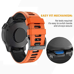 NotoCity for Fenix 5/6/7/5 Plus/6 Pro/7 Pro Strap, 22mm Watch Strap for Garmin Epix (Gen 2), Approach S62, Quickfit Strap for Garmin Forerunner 935/945/955/965, Instinct/2, Quatix 5/6/7(Orange-Black)