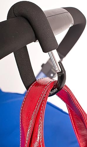 My Buggy Buddy Clip, Hook or Carabiner for Pram/ Stroller/ Pushchair, Foam Coating to Prevent Damage, Can Hold Up To 4 kgs, Black