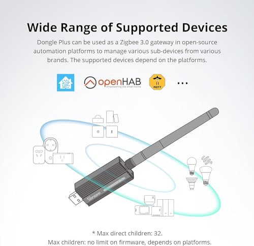 SONOFF Universal Zigbee 3.0 USB Dongle Plus ZBDongle E Gateway with Antenna for Home Assistant, Open HAB etc, Support Data Flow Control