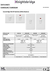 Knightsbridge CU8332N Curved Edge 45 A DP Switch with Neon, White