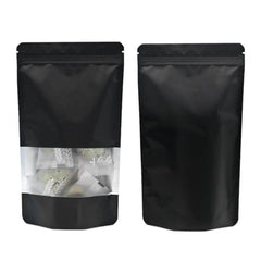 30pcs 12x20cm Black Stand up Mylar Ziplock Bags with Clear Window,Frosted Resealable Plastic Pouches for Food Storage Jewellery Sweets