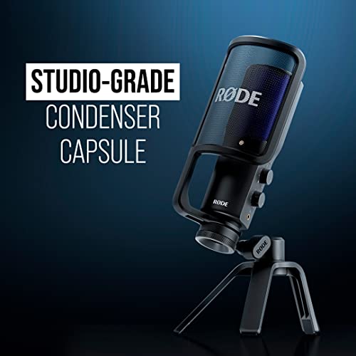 RØDE NT-USBand Professional-Grade USB Microphone for Recording Exceptional Audio Directly to a Computer or Mobile Device , black