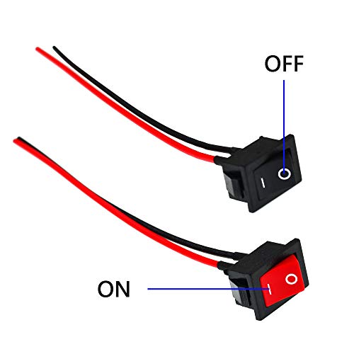 RUNCCI-YUN 20Pcs Mini Rocker Switch, Rocker switch 2 pin, 6A / 250V 10A / 125V ON/Off Mini Boot Wired Toggle Switch for Car, Boat, Home Appliances