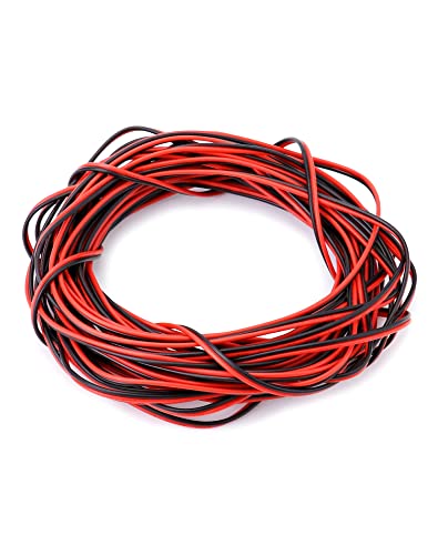 QWORK® 10 Meter 22AWG Electrical Wire, 2 Core Black Red Wire Cable, Extension Wire Cable, for Car LED Strip Light