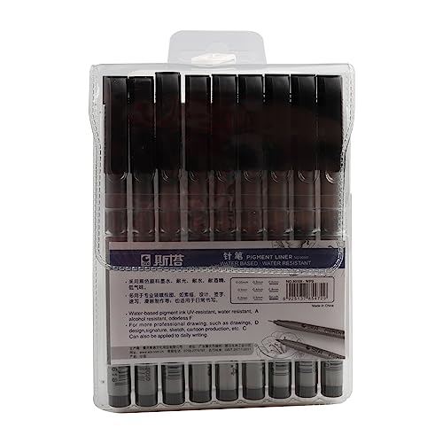 Funnasting Black Fineliner Pens, Set of 9 Micro Line Sketch Pens, Waterproof Drawing Pens for Artists Sketching Office Documents Bullet Journal