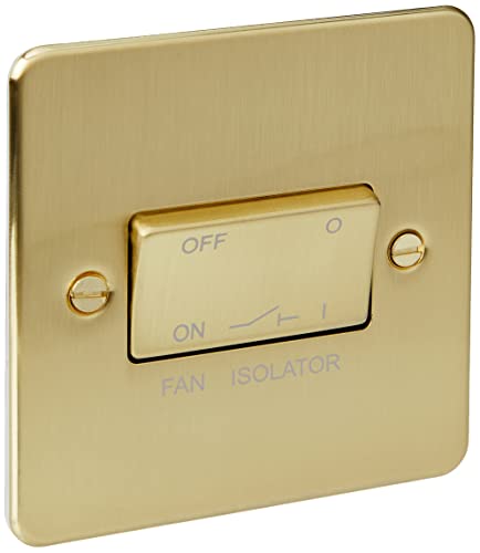 KNIGHTSBRIDGE FP1100BB Flat Plate 10AX 3 Pole Fan Isolator Switch-Brushed Brass, 230 V