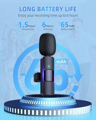 Wireless Microphones, Wireless Lavalier Microphone for iPhone/iOS/Android/PC/Laptop, Plug-Play Bluetooth Microphone, 3 Level Noise Reduction Auto Sync for Recording, Live Streaming, TikTok, YouTube