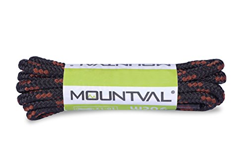 Mountval Laces, Performance Shoe Laces For Hiking And Outdoor Boots, Ultra Strong, Made In Europe, 1 Pair (180 Cm - 72 Inch - 7 To 9 Eyelet Pairs / 9176 - Black With Brown)