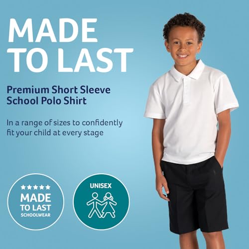 Trutex Standard Fit Short Sleeve Unisex School Polo Shirt (1-16and Years), Premium Quality Polo Shirt Boys and Girls, Easy Care Polo Shirt Girls, Boys, Teens - Genuine School Uniform Sky