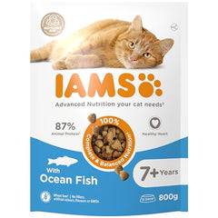 IAMS Complete Dry Cat Food for Senior 7and Cats with Ocean Fish 800 g