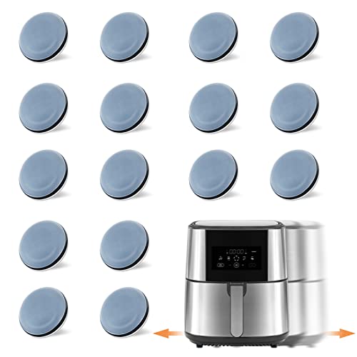 GINOYA Kitchen Appliance Sliders, 16pcs Adhesive Gliders for Air Fryer Bread Machine, Coffee Makers, Blenders, Aid Mixer and Pot (Grayish Blue)