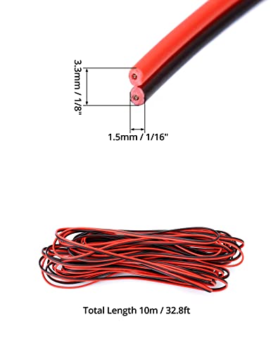 QWORK® 10 Meter 22AWG Electrical Wire, 2 Core Black Red Wire Cable, Extension Wire Cable, for Car LED Strip Light