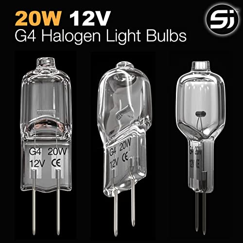 S&J G4 Halogen Light Bulbs 20W Clear Capsule 2 Pin Lamp Bulb Halogen Pin Base Warm White Dimmable 10 Pack (20 Watts)