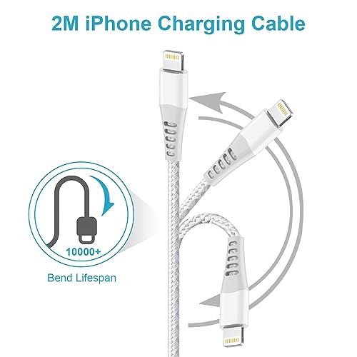 USB C to Lightning Cable 2M 2Pack [MFi Certified], iPhone Fast Charger Cable Lightning Cable USB C iPhone Charger Cable Nylon Fast Apple Charging Cable Lead Wire for iPhone 14 Pro Max 13 12 11 XS 8 SE