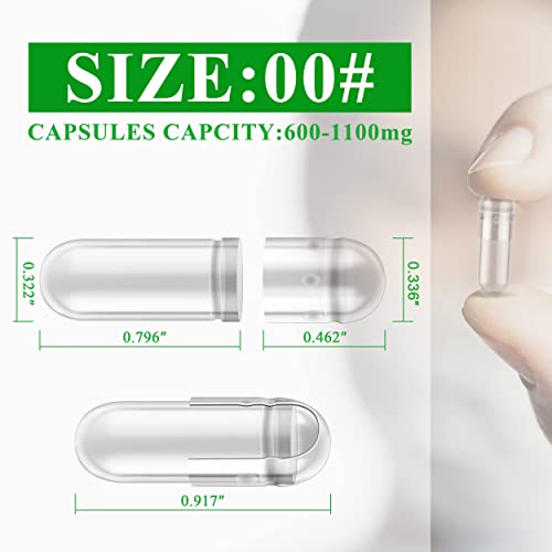 WANANFU Size 00 Empty Capsules Vegetarian (100 Count) Bundle with Micro Lab Spoon with Powder Tamper, Compatible with Capsule Filling Machine