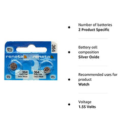 Renata Silver Oxide Watch Battery, 2 Pieces, 2.3 g