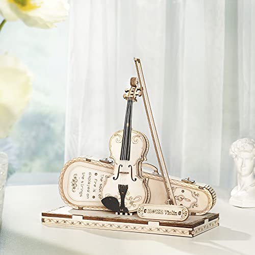 ROKR 3D Wooden Puzzles Violin Capriccio Craft Model Kits for Adults to Build Musical Instruments Birthday Gift for Family and Friends 62 Pieces, Violin Capriccio