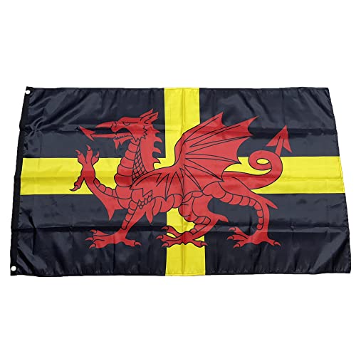 Stormflag Wales St Davids Cross flags 3x5ft Welsh St Davids 90cmx150cm Polyester 90g Black headtape with Eyelets and Double Stitched