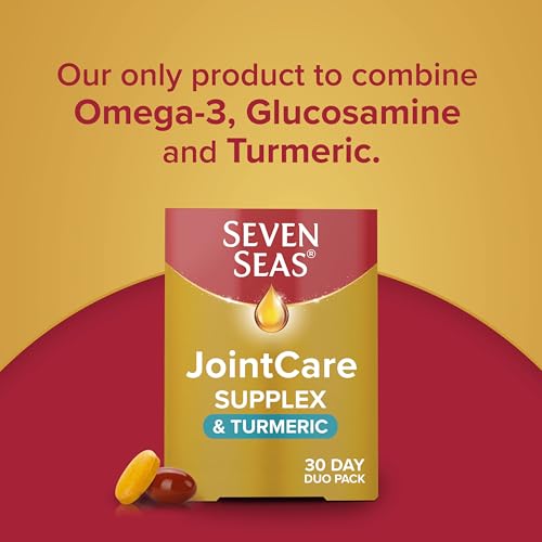 Seven Seas JointCare Supplex & Turmeric, With Glucosamine, Omega-3, Vitamins C and D, Manganese, Food Supplements, 30-Day Pack,packaging may vary