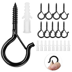 12Pack Q-Hanger Screw Hooks, Outdoor String Light Hanger Hooks Screw in Hooks with Buckle Windproof for Plants, Birdcage, Feeders, Christmas Decor, Mounted on Ceiling or Wall, Great for Garden Wood