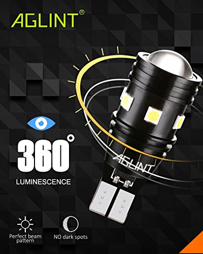 AGLINT W16W LED Bulbs CANBUS Error Free Extremely Bright 3030 10SMD T15 921 912 955 for Car Reverse Light Backup Parking Lights 12V 24V 6500K Xenon White Pack of 2