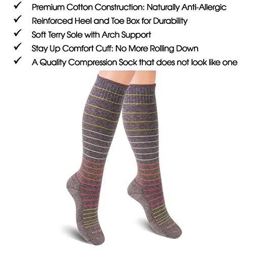 SocksLane Cotton Compression Socks for Women & Men. 15-20 mmHg Support Knee-High