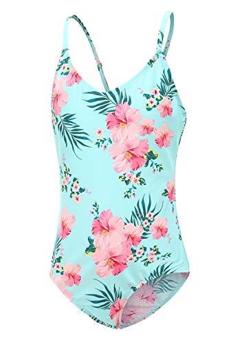 Girls Swimming Costume Kids Girls One Piece Swimsuit Girls Bathing Suit Hawaiian Floral Swimwear Age 7-8 Years