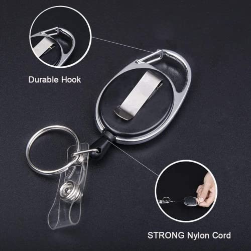 Vicloon Badge Holder, 2PCS Two-Sided Horizontal Vertical ID Card Holder with Retractable Reel Set for School, Office, Identity Card, Key Ring and Belt Clip Attachment