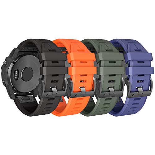 NotoCity for Fenix 5X Band 26mm Width Soft Silicone Watch Strap for Fenix 5X Plus/Fenix 6X/Fenix 6X Pro/Fenix 3/Fenix 3 HR/Descent MK1/D2 Delta PX(4 colours pack)